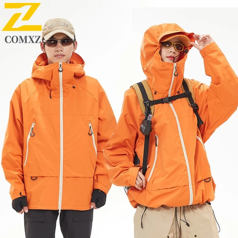 

Jacket 2025 Men Autumn Softshell Attached Hood Waterproof Hiking Coat Outdoor Windbreaker Lightweight Sports Windproof Outerwear