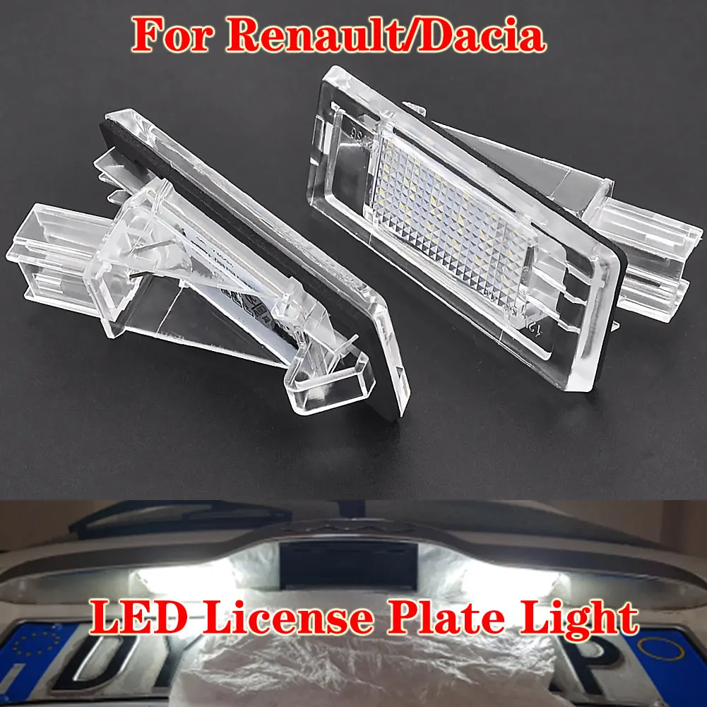 

2Pcs For Renault Espace Scenic Laguna Fluence Captur Modus For Dacia Duster Lodgy Logan White LED License Number Plate Light