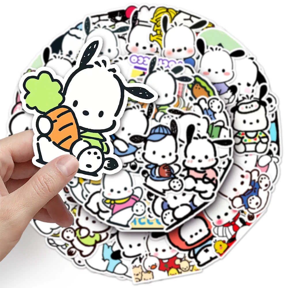 10/30/50pcs Sanrio Cartoon Pochacco Stickers Decals Waterproof DIY Laptop Stationery Motorcycle Kids Kawaii Girls Sticker Toys