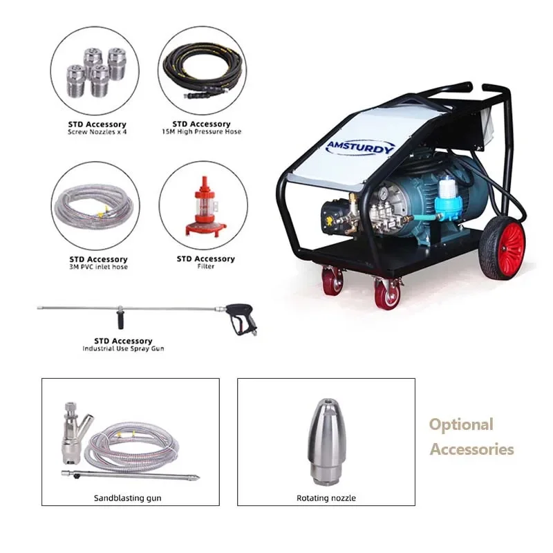 AmsturdyEP300  11kw 300bar 4350psi 18lpm electric industrial high pressure washer machine industrial pressure washers