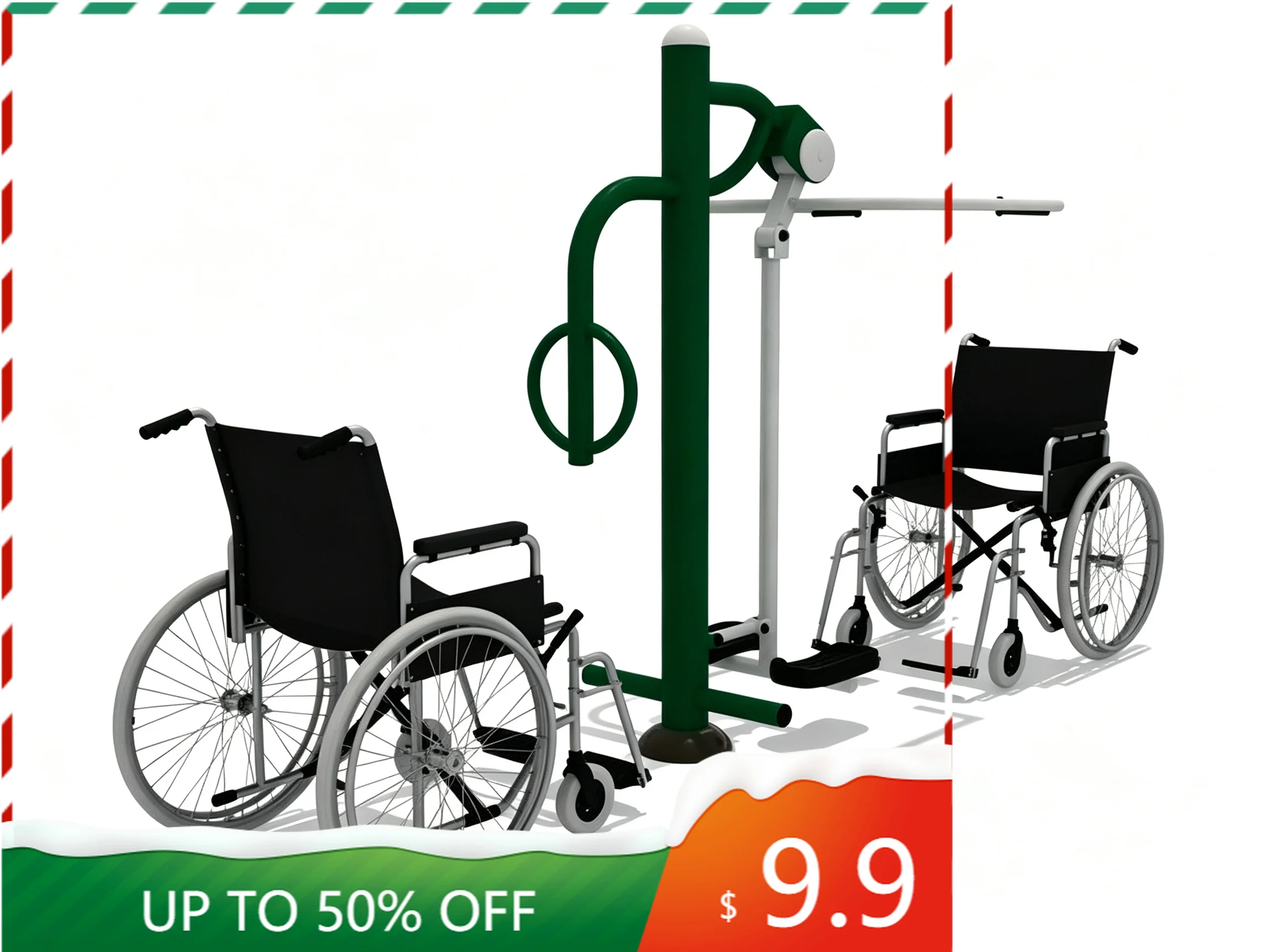 Public Park Accessible Outdoor Fitness Station Durable Galvanized‑Steel for Wheelchair Users Upper‑Lower Limb Body Exercise