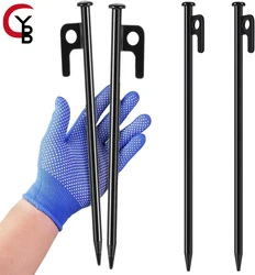 Estacas para tienda de campaña de alta resistencia, estacas de acero forjado para decoración de patio, campo de nieve, Picnic irrompible e Flexible, 4 Uds.
