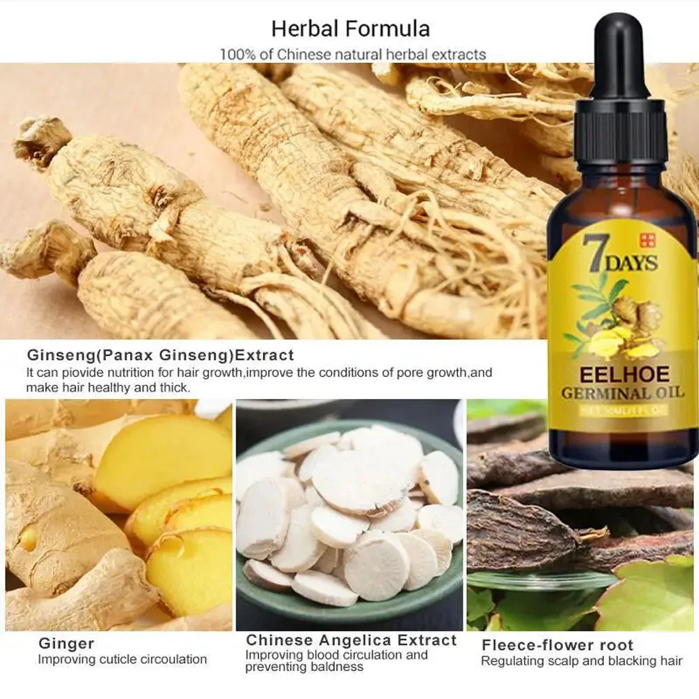 7 Days Fast Ginger Hair Growth Serum Anti-Loss Hair Regrowth Treatment Essential Oil Repair Damaged Hair Roots Hair Care Product