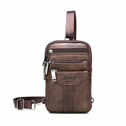 Crossbody bag, waist bag, multi-layer zipper, Pu bag, Jeep Bro multifunctional, double-layer shoulder crossbody bag, fashionable