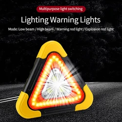 Tripod Caution Car Emergency Warning Light LED Solar Rechargeable Lights Multi-function Safety Signs