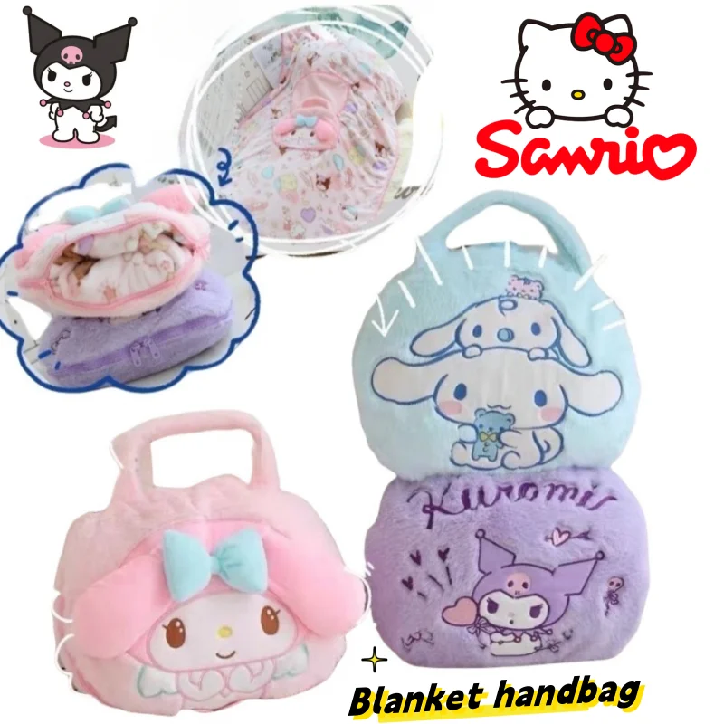 

Новое милое одеяло с героями мультфильмов Sanrio My Melody Cinnamoroll, теплое и удобное одеяло-подушка 2-в-1 для общежития для девочек