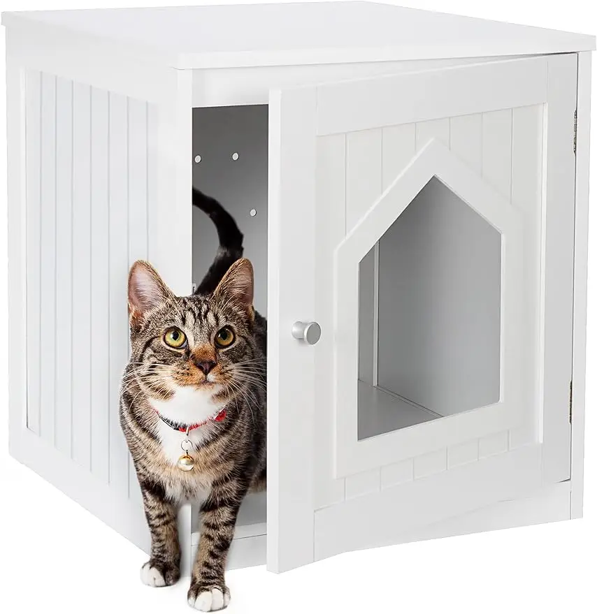 

Cat Litter Box Enclosure Hidden Kitty Litter Box Furniture Indoor Cat Box Cabinet Cat House & Side Table Nightstand Cat Washroom