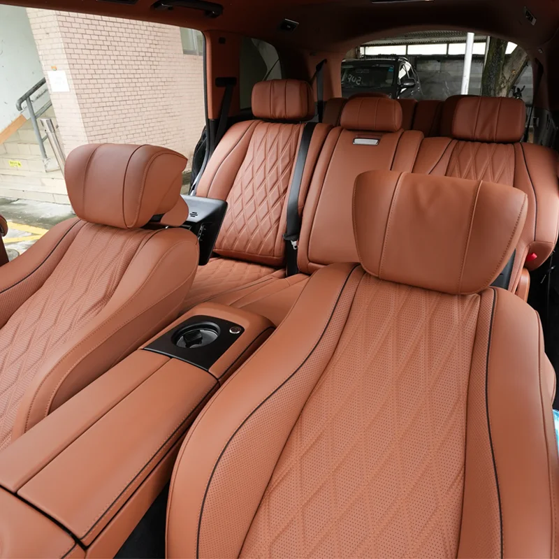 Full-Car Leather Seat Covers Replacement for GLE400e (2020-2025)- Brown Luxury  Edition All-Season