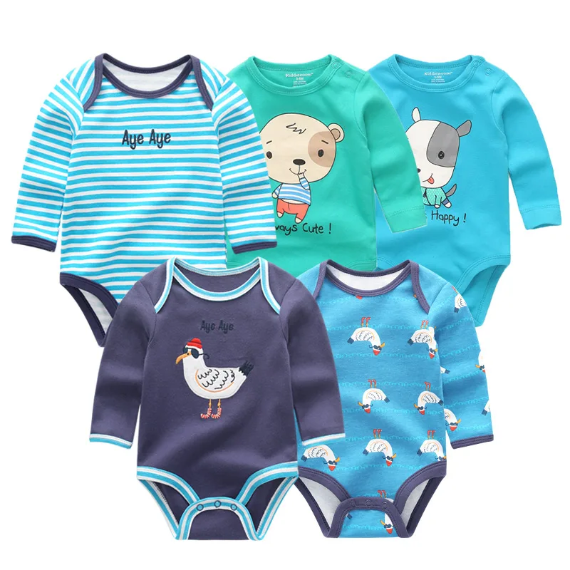 Baby Clothes 5Pieces Unisex Cartoon Long Sleeve Jumpsuit  Baby Boy Girl Bodysuits Cute 100% Cotton 0-12 Months Newborn Clothes