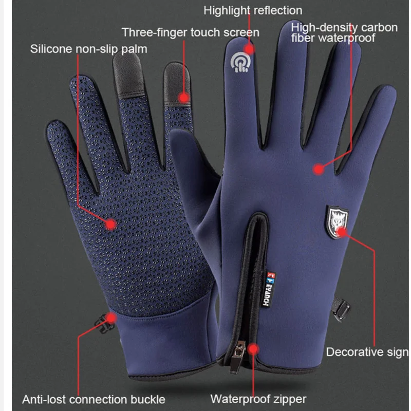 Xiaomi Winter Thermal Gloves Waterproof Windproof Outdoor Sports Warm Cycling Gloves Full Finger Touch Screen Glove Men Women