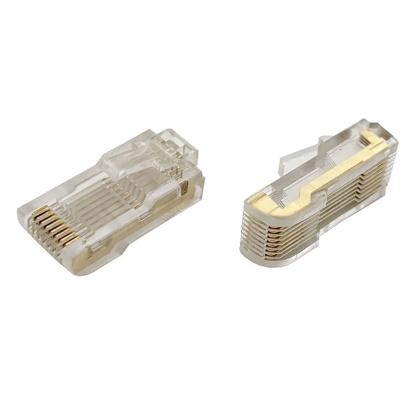 

10PCS ABB inverter special 8P8C long gold RJ45 crystal head two-way anti-interference network connector 26MM circular arc