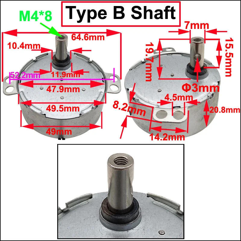 Permanent Magnet Synchronous Motor 4W Microwave Fan In AC Motor 5V/6V9V/12V/24V/110V-127V/220V-240V For Microwave Oven Parts