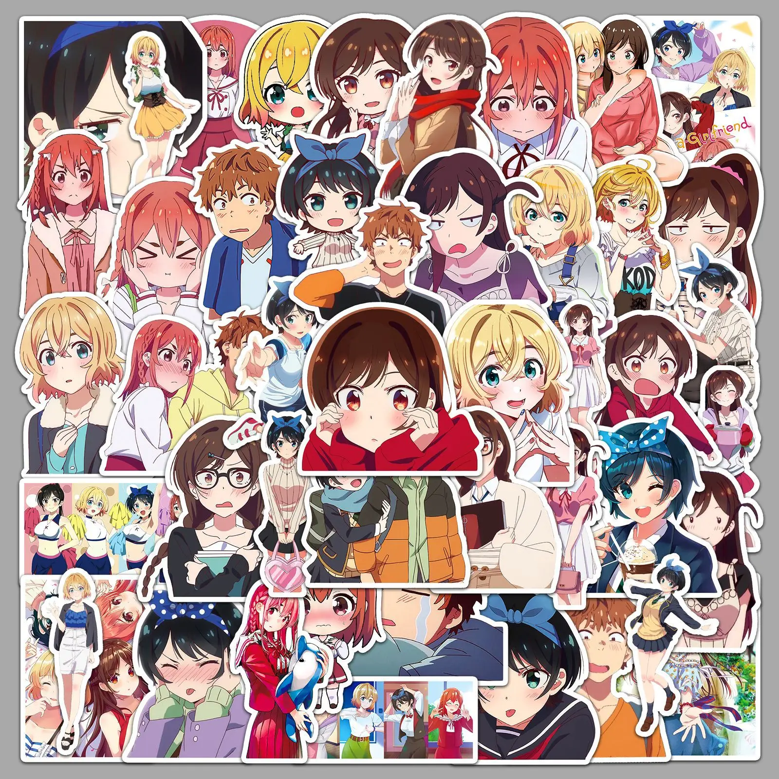 

50Pcs Rent-A-Girlfriend Graffiti Stickers Personalized Cartoon Anime Peripheral Creative Decorative Stickers Waterproof Stickers
