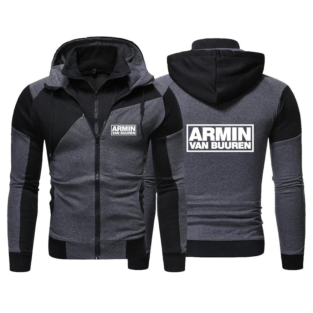 Armin Van Buuren The men's multi-color striped hooded sweatshirt is suitable for spring and autumn hoodies jacket