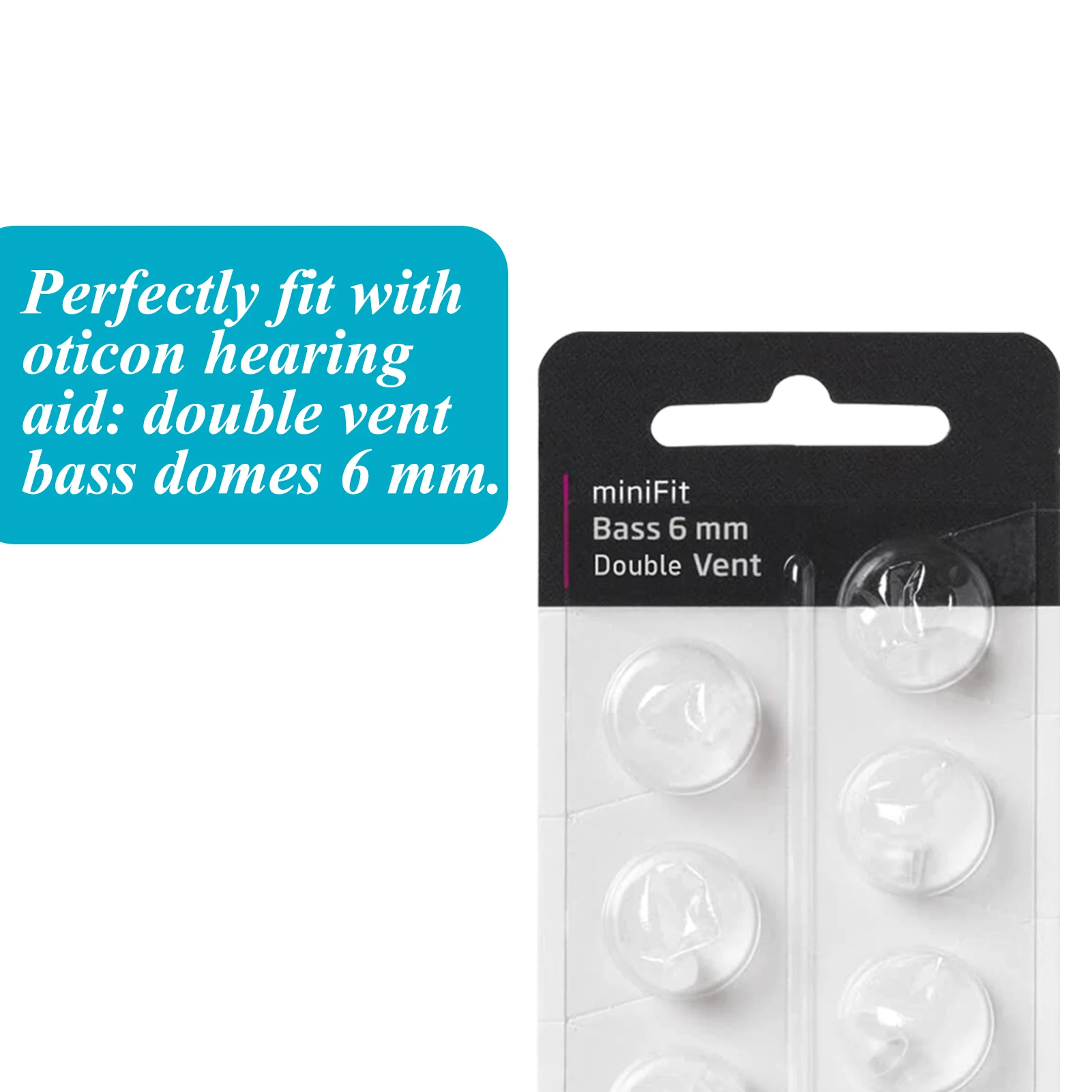 Hearing Aid Domes For Oticon Replacements, Oticon Minifit Double Vent Bass Domes (6 Mm/10Pcs) Universal Domes For Oticon