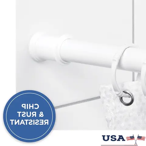 Adjustable Tension Shower Curtain Rod 27 to 40 Inches No Tools Installation Durable Steel Non-Slip End Caps Rust Resistant