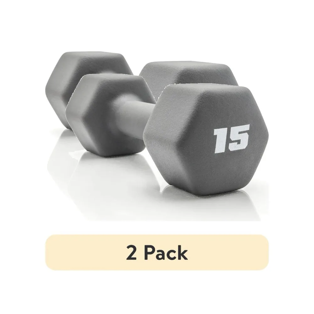 

(2-Pack) 15 lb Neoprene Dumbbell, Cool Gray, Single