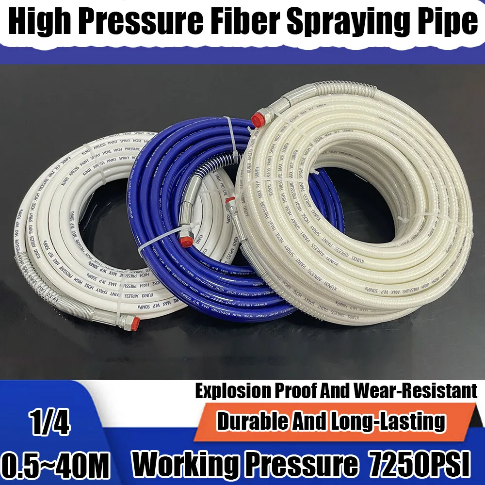 1/4 Airless Spray Paint Hose, High-Pressure Universal Spray Paint Machine, Flexible Upgraded Thick Fiber Tube BSP7250PSI