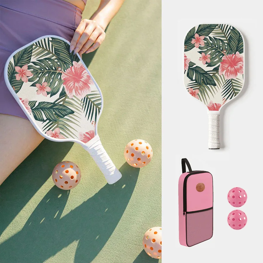 Thermoformed T700 Raw Carbon Fiber Pickleball Paddle Surface With Foam Edge Ergonomic Grip Pickleball Bag Pickleball Set