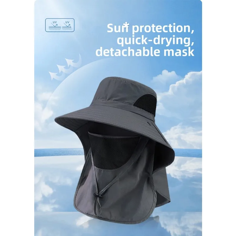 Wide Brim UV Protection Bucket Hat for Men Women Summer Outdoor Sun Hat Lightweight Face Cover Sun Cap for Fishing Hiking