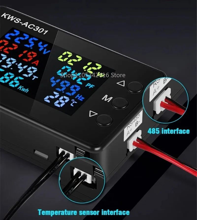 AC301 Digital Multimeter, 8-in-1 LED Voltage Current Power Energy Meter, AC 50-300V High Precision Wattmeter