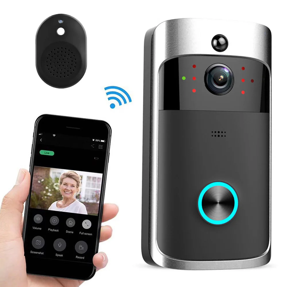 V5 Video Doorbell Smart Wireless WiFi Security Door Bell Visual 720P HD Remote Home Monitor Night Vision Intercom Door Phone