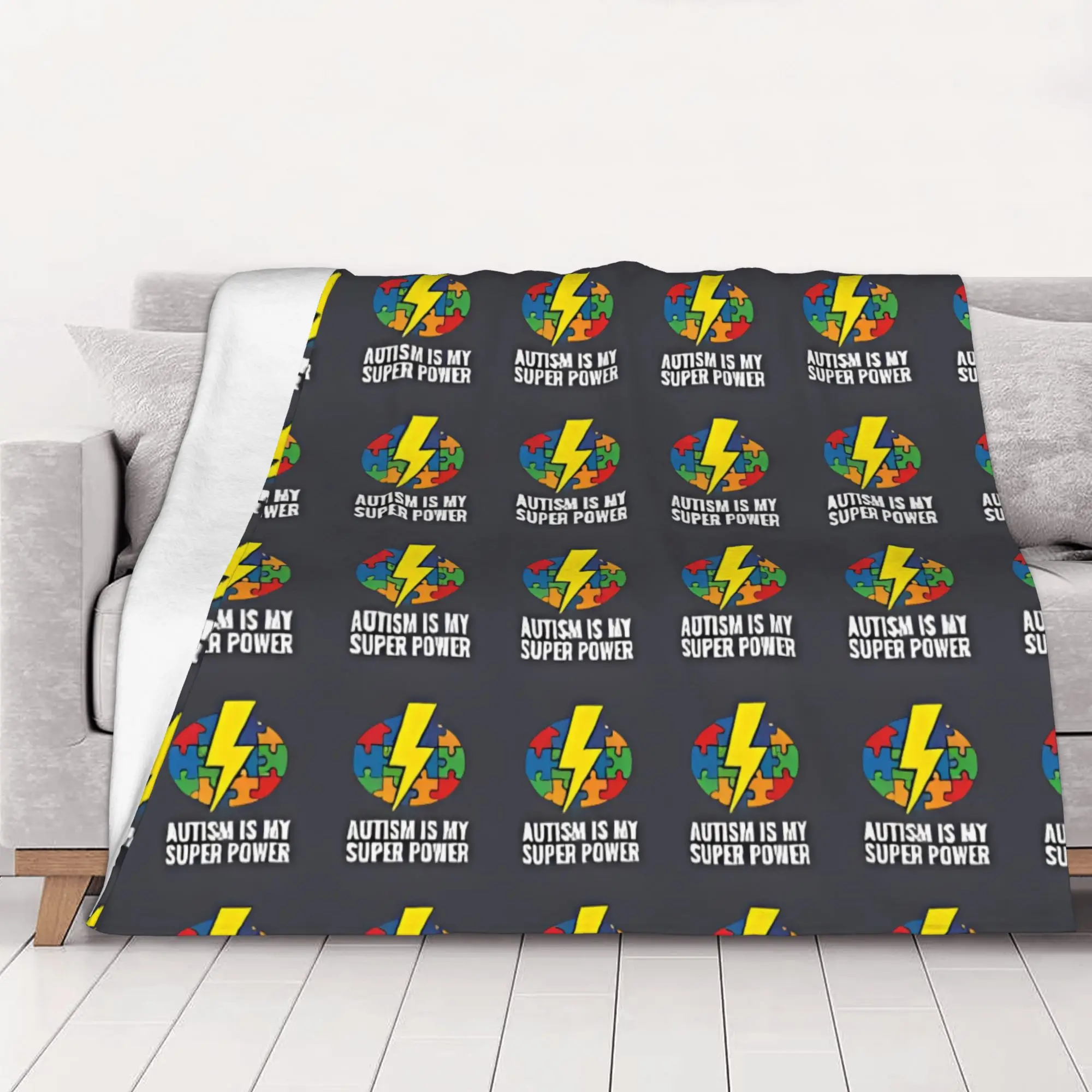 1PC home Cutecore Autism Is My Super Power Autism Blanket Super Cosy Plush Home Living Room Sofa halloween