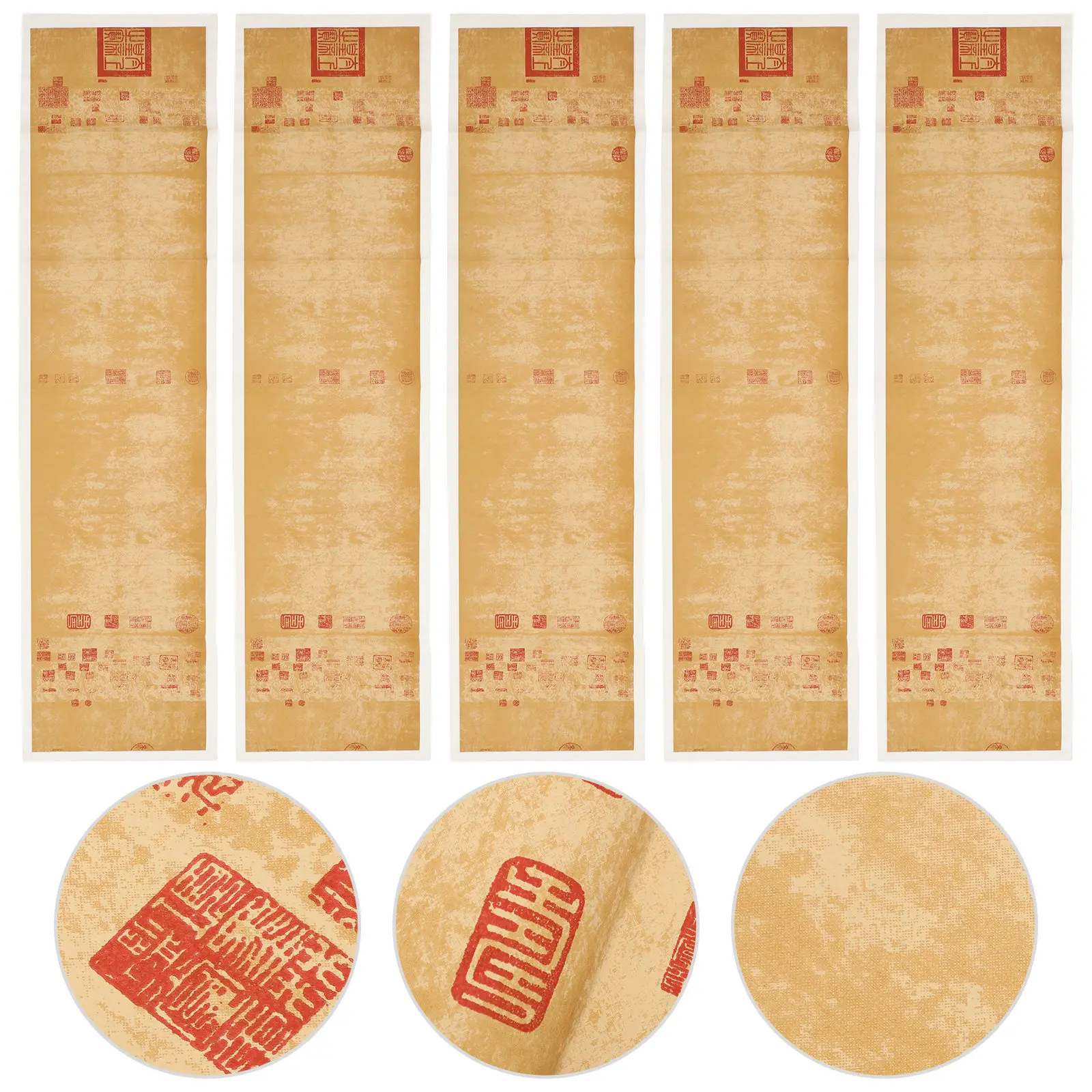 5 Sheets Vintage Multifunction Chinese Calligraphy Paper Convenient Portable Writing Rice Paper for Painting Drawing Practice