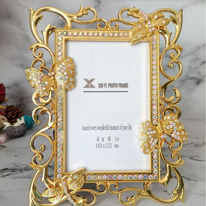 

Photo Frame for Home Decoration, Nordic Gold, Bronze, Petwer Metal Pictures, Photocard Holder, Table Decoration, XC065, 6"