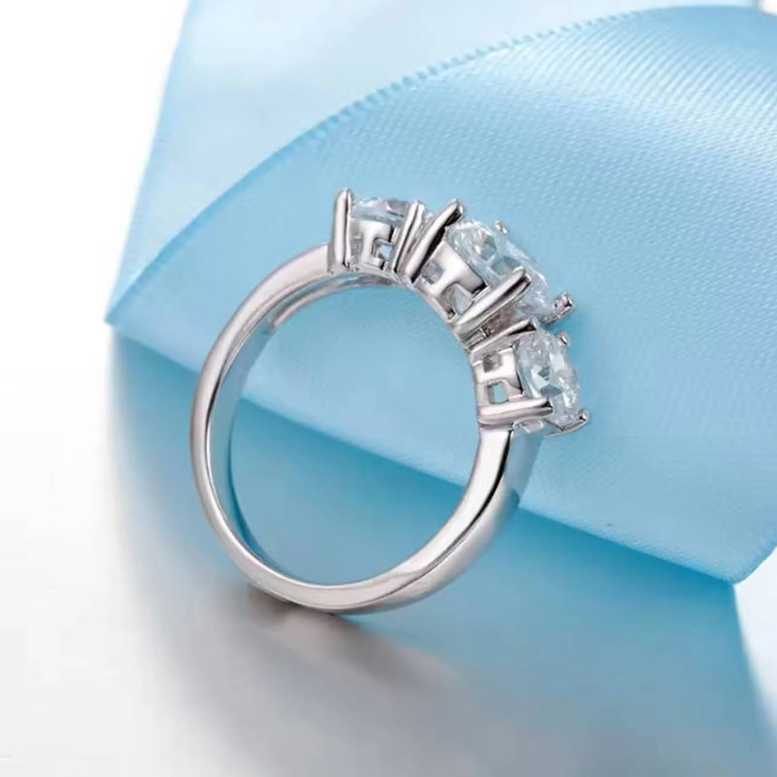 رائجة البيع 925 فضة اللون 3 تشيكوسلوفاكيا حجر الشق إعداد الفرقة خواتم للرجال النساء مجوهرات الزفاف الخطوبة