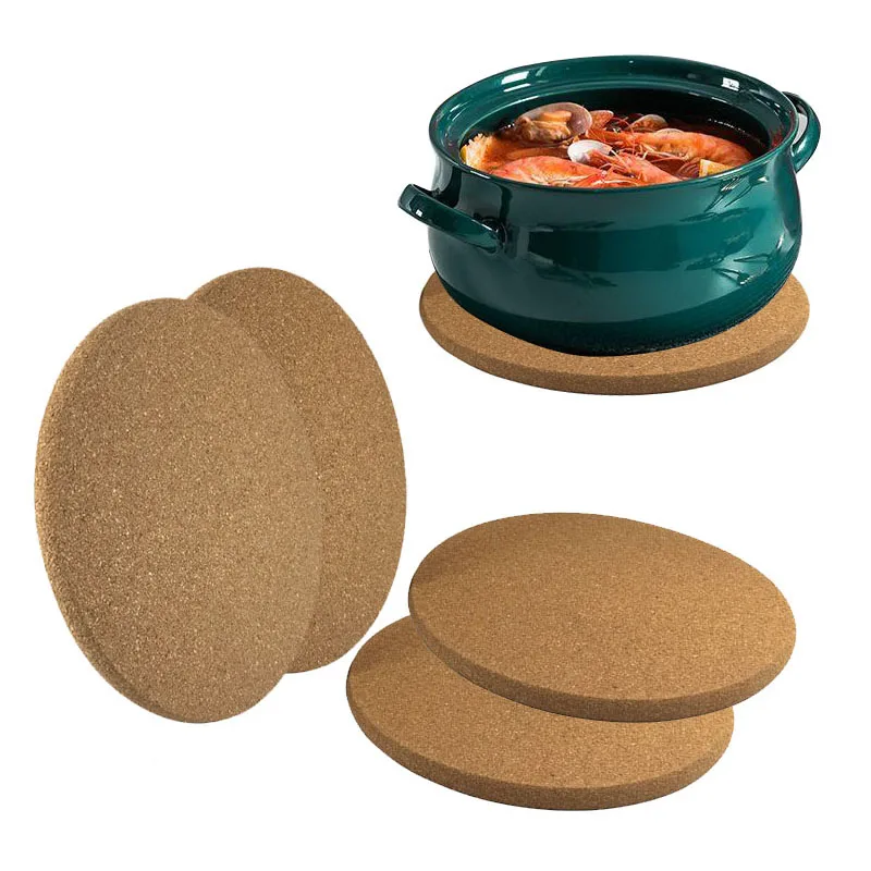 

Cork Mat Hot Pot Coaster 19cm Table Protective Mat Soft Wood Water Absorbent Pad Heat Resistant Home and Kitchen Decor