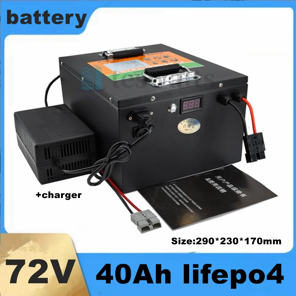 

24S 72v 40ah lifepo4 lithium phosphate battery pack BMS for 5000w 3500w bicycle bike escooter Forklift vehicle +5A charger