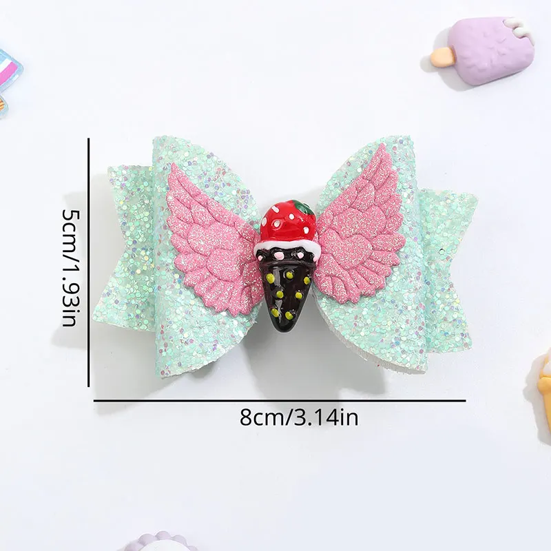 Sweet Unicorn Hair Clips For Baby Girls Glitter Bows Boutique Hairpins Angel Wings Headwear Ice Cream Hairpin Kids Styling Tools