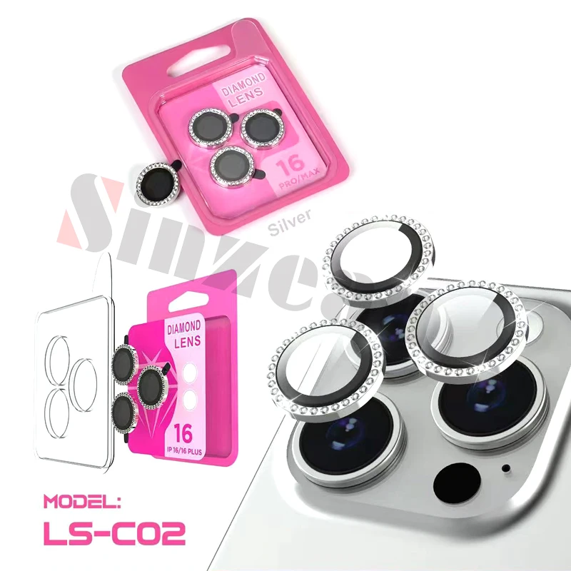10PCS For IPHONE 14 plus 14 promax 3D Alloy Diamond Camera lens Tempered Glass Screen Protector