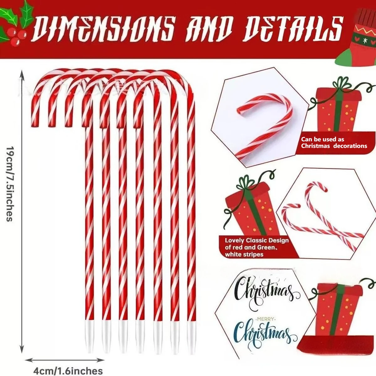 10/20 Stück Kugelschreiber im Candy Cane-Design, perfekt für Weihnachtsgeschenke, Weihnachtsgeschenke, Bürobedarf, Strumpffüller