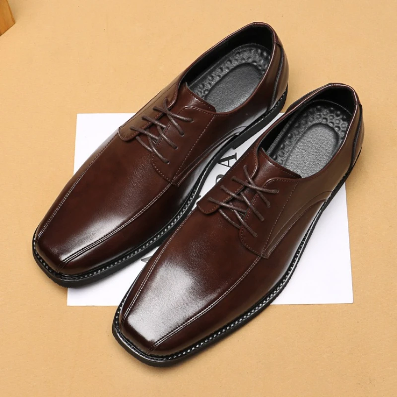 

2025: мужские классические туфли дерби в стиле ретро, офисные кожаные туфли, мужские деловые туфли на шнуровке, модные туфли на плоской подошве для свадебной вечеринки, размер 38-46