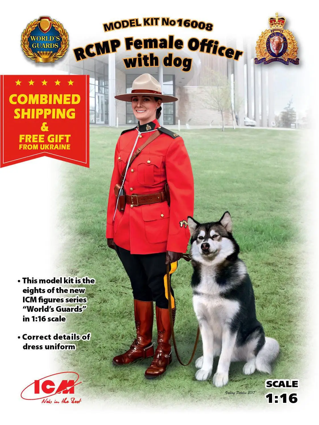 

ICM16008 ICM 1/16 - RCMP Female Officer with dog World's Guards scale models