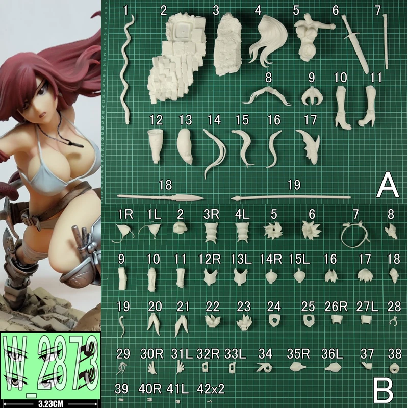 1/6 Erza Scarlet The Knight Ver. Unpainted Unassambled PVC Recast Diy Gk Figure White Model Kit W_2873