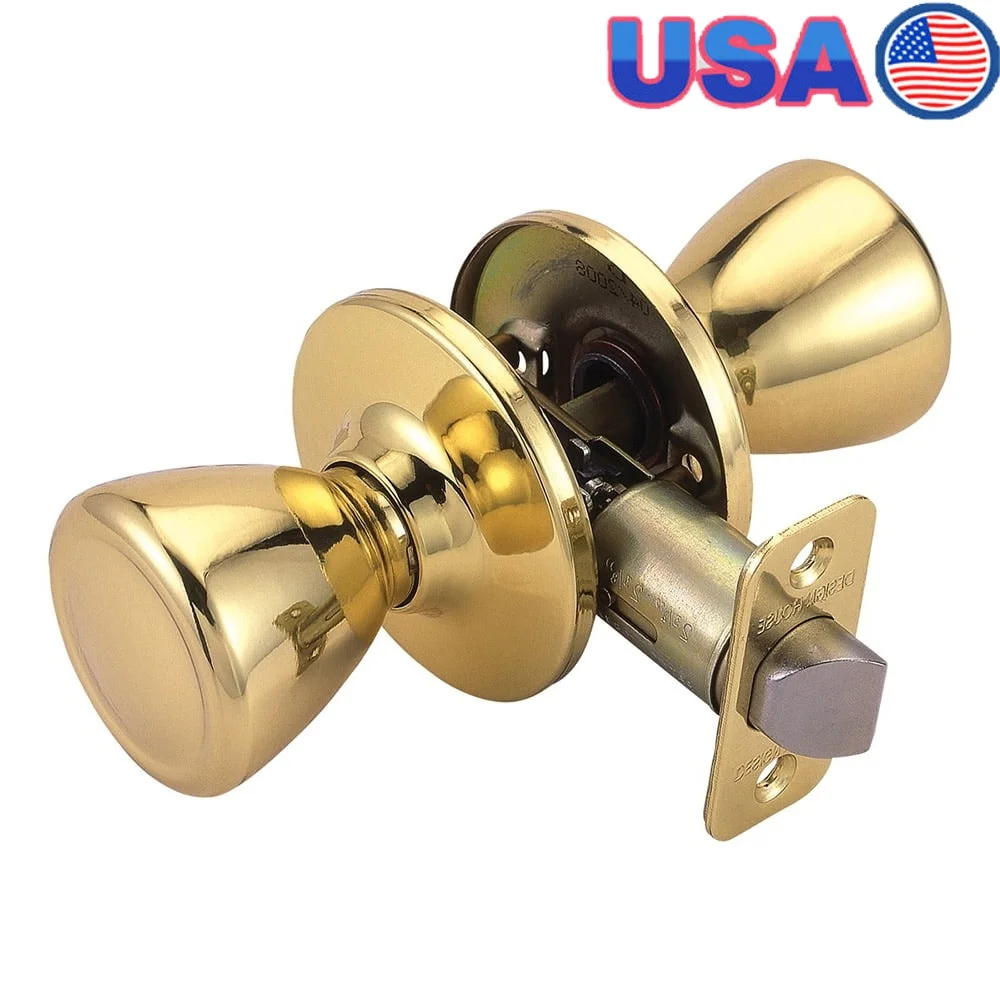 

Tulip Passage Door Knob Adjustable Latch Polished Brass Heavy Duty Non-Locking Residential Security Easy Installation 2-Way Fit