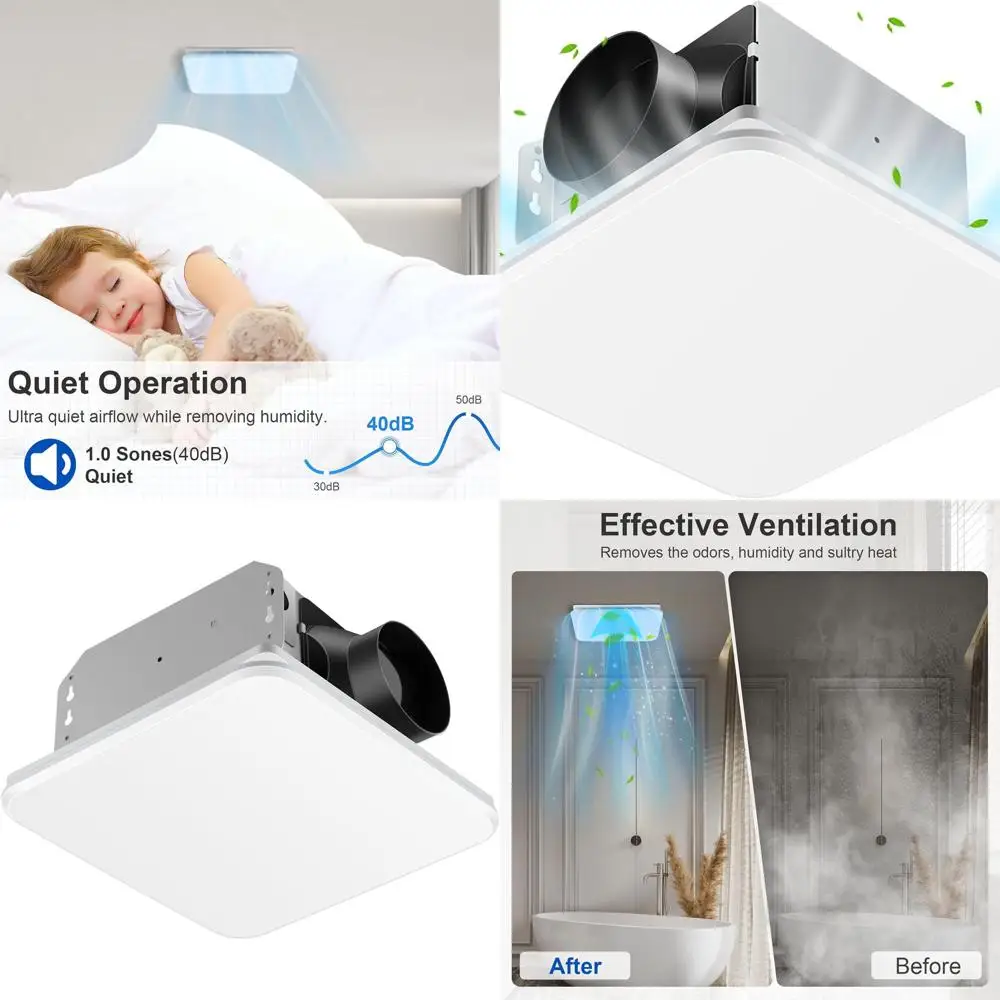 

110 CFM 1,0 одиночный потолочный тихий вытяжной вентилятор для ванной комнаты, энергоэффективный, 26 Вт, квадратный дизайн, белый для дома/офиса/отеля