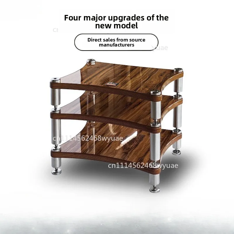 Audio Equipment Rack Stainless Steel Column Wood Frame Speaker Amplifier DAC Cabinet Shock Absorb Tripod Stand Audio Feet