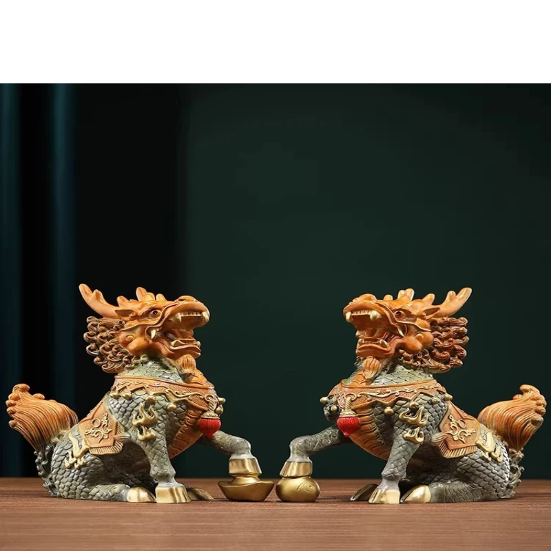 Kirin ornament, a pair of town house home furnishing, living room entrance, office decoration, opening housewarming gifts