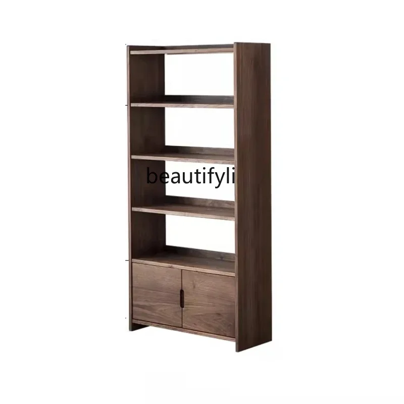 North American Black Walnut Solid Wood Bookshelf Combination Partition Bookcase Log Floor Solid Wood Multi-Layer Shelf  HY