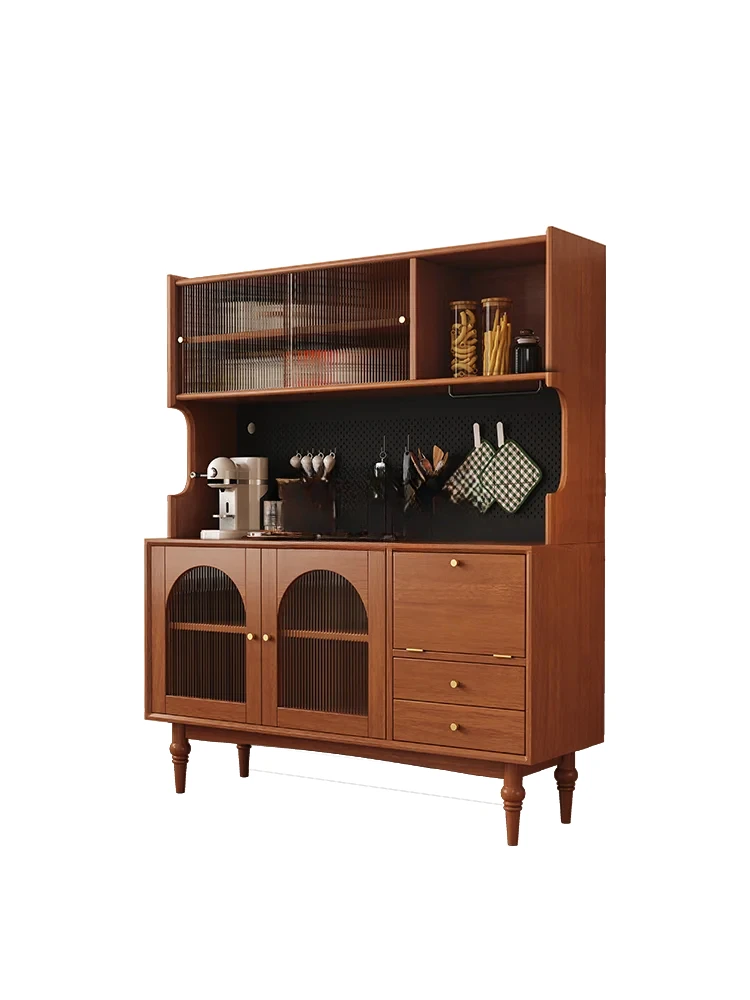 French Retro Solid Wood Sideboard Wall Integrated Home Multi-Functional Tea Cabinet