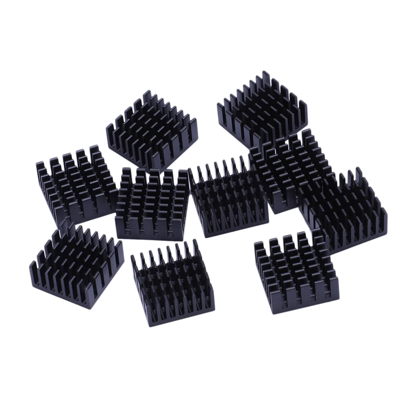 10 Pcs Black Aluminum Cooler Radiator Heat Sink Heatsink 20mm x 20mm x 10mm