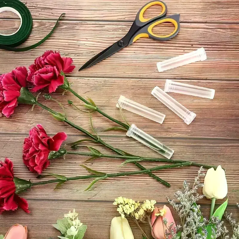 20PCS Plastic Flower Water Tubes With Silicone Caps, Reusable Transparent Floral Vials For Flower And Plant Preservation