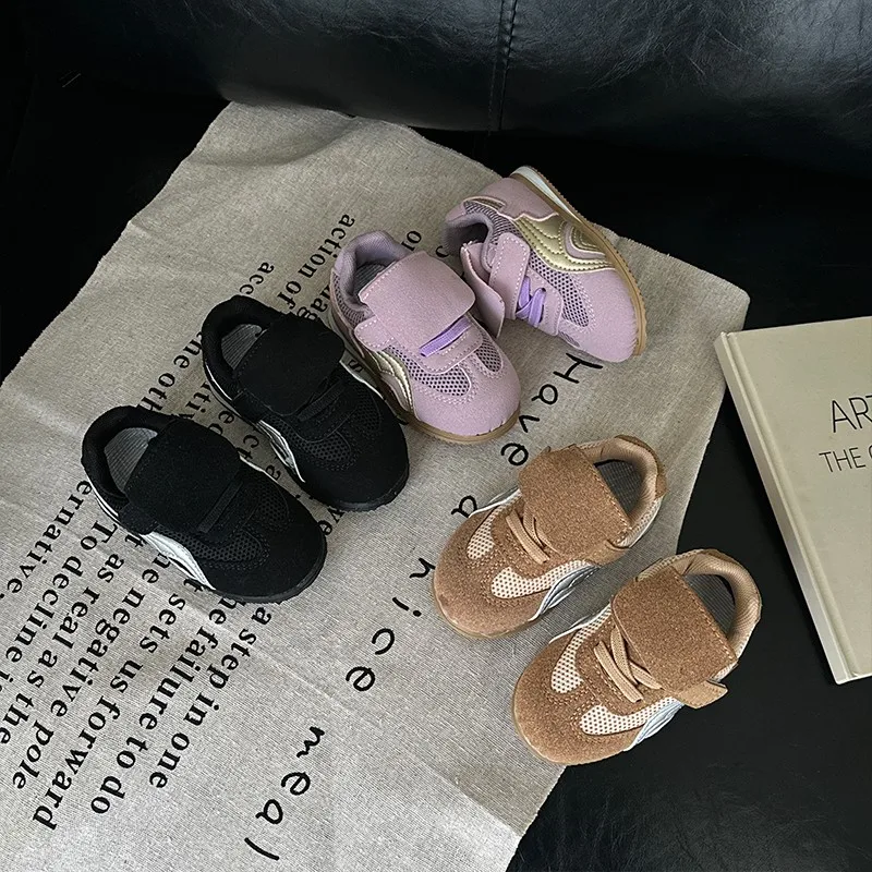 

2025 Children Shoes for Girls Boys Spring Autumn New Fashion Korean Style Soft Sole Anti-slippery Mesh Breathable Sneakers