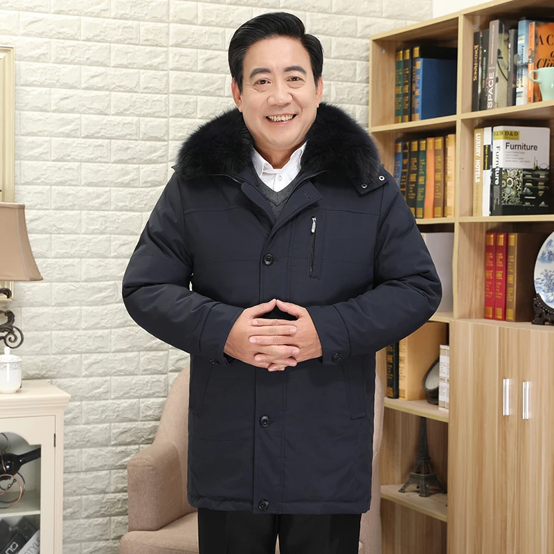 

Новая модная куртка с отстегивающимся внутренним воротником из натурального меха для мужчин среднего и старшего возраста, универсальная и стильная.