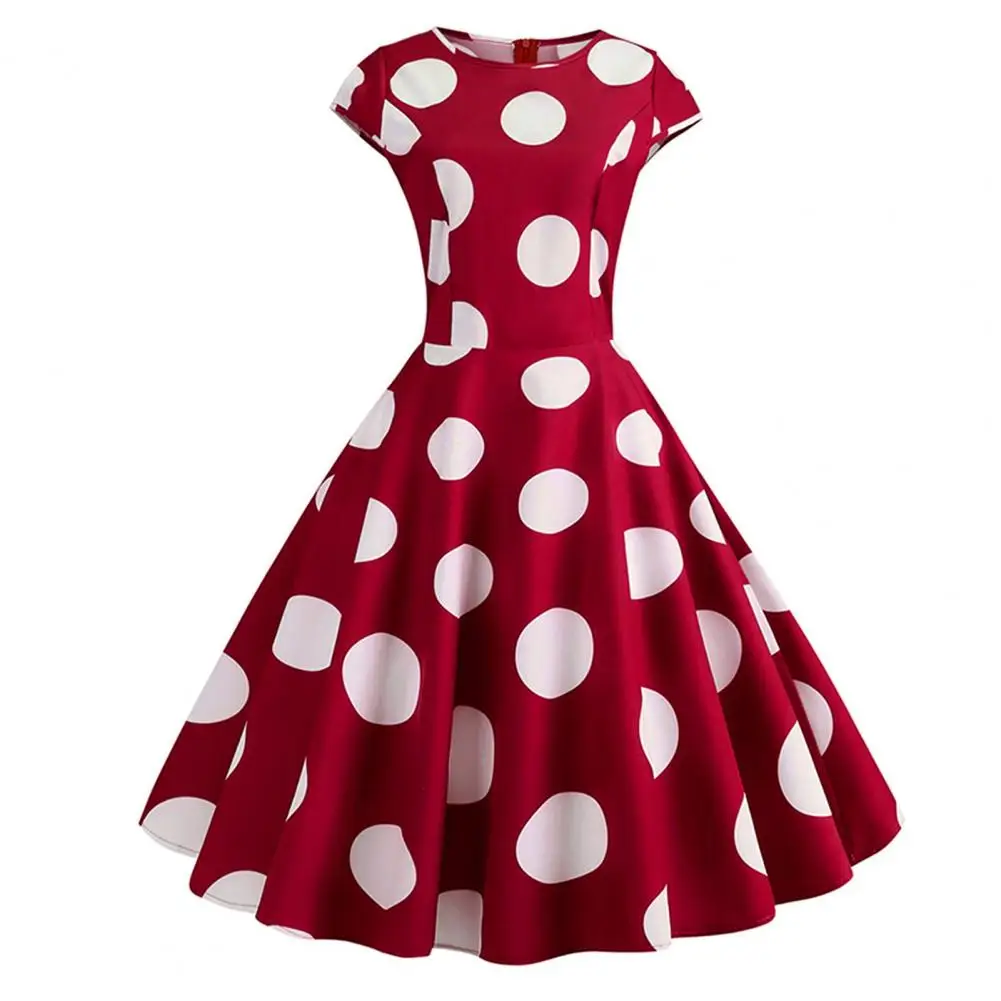 

90s Vintage Polka Dot Printed Party Dress Women Retro Evening Party Prom Swing Dress Ladies Elegant A-line Dresses Vestido