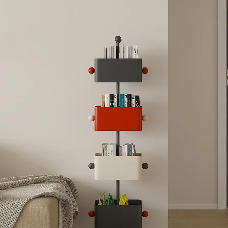 Household floor-to-ceiling bookshelf Living room rotating shelf Corner locker
